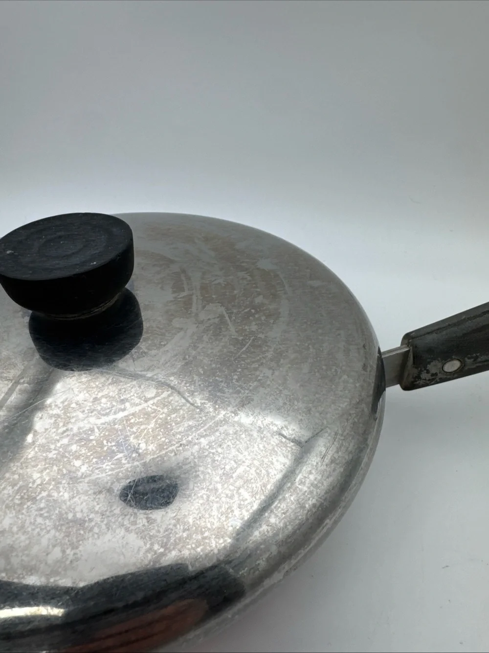 Vtg Revere Ware 8 Inch Skillet Frying Pan w/Lid Copper Bottom/Stainless Steel